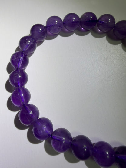 Amethyst Bead Bracelet. 8mm. Gorgeous Crystal Bracelet With Adjustable Band
