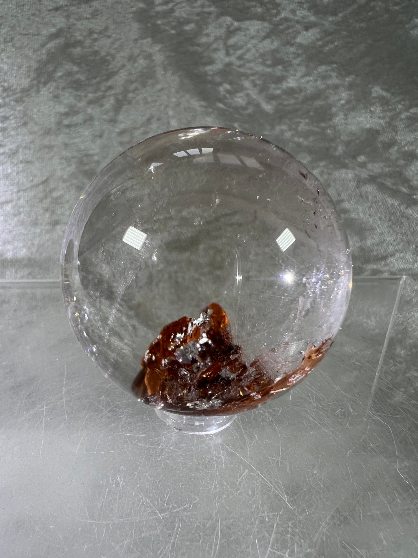 Garden Quartz Lodolite Sphere. Stunning High Quality Orange Landscape.