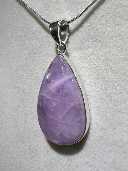 Kunzite Crystal Pendant. Beautiful S925 Silver Crystal Jewelry. Amazing Colors With Great Flash!