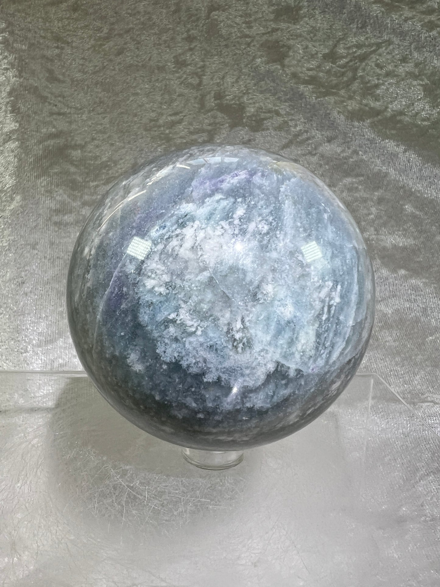 Calcite Blue Cloud Crystal Sphere. 72mm. Gorgeous Colors With Amazing Patterns.