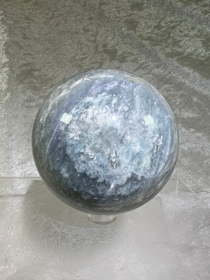 Calcite Blue Cloud Crystal Sphere. 72mm. Gorgeous Colors With Amazing Patterns.