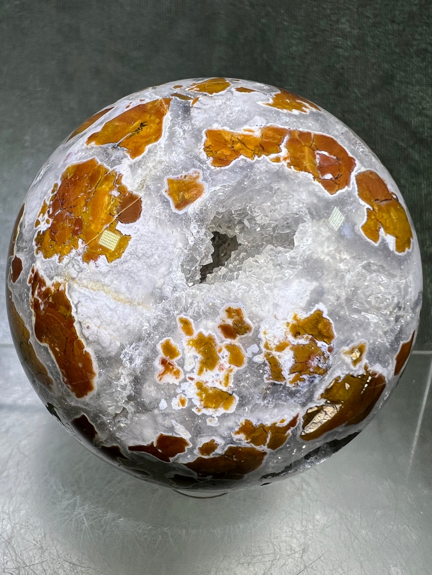 Indonesian East Java Plume Agate Sphere. 65mm. Amazing Druzy, Colors, And Patterns. Gorgeous Rare Crystal.