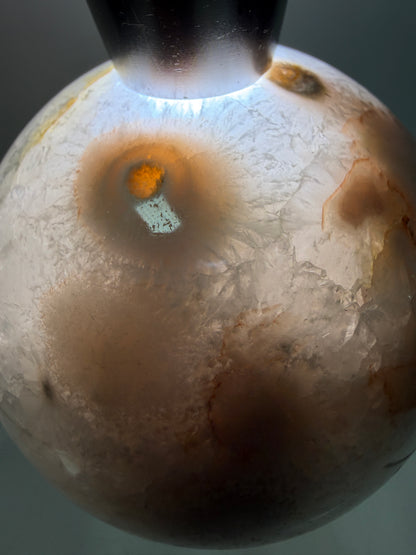 Flower Agate Sphere. 80mm. Amazing Pink Amethyst Flowers. Gorgeous One Of A Kind Display Sphere.