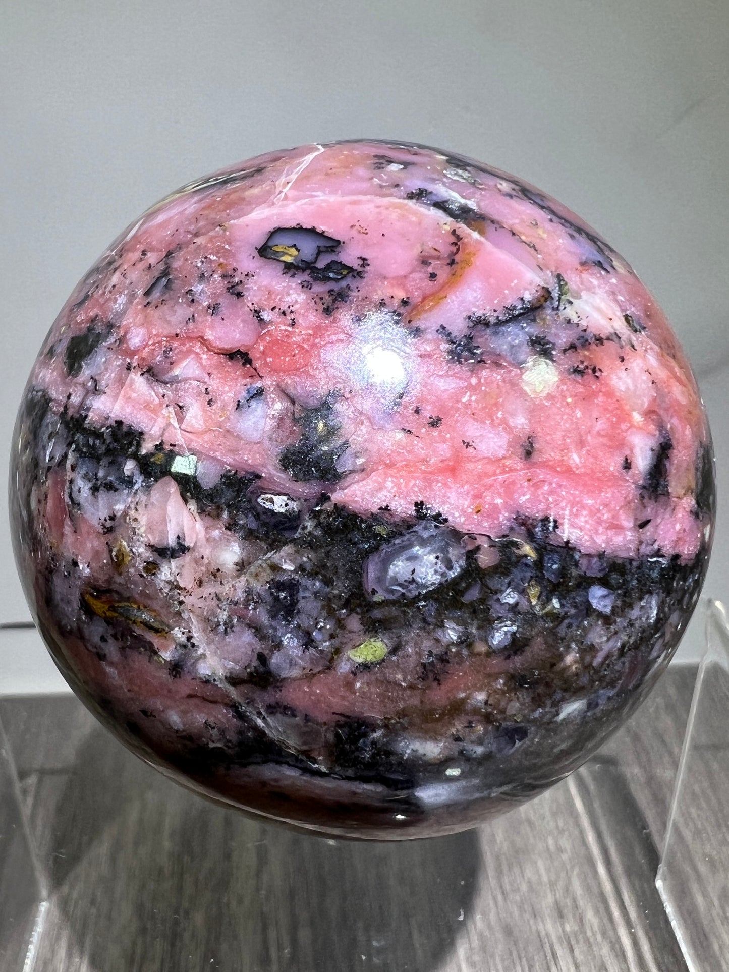 Strawberry Pink Opal Sphere From Peru. 60mm. Gorgeous Bright Colors And Patterns. Amazing Rare Display Crystal.