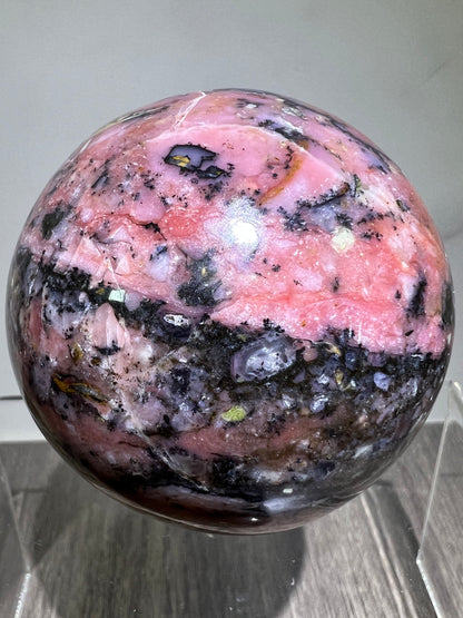 Strawberry Pink Opal Sphere From Peru. 60mm. Gorgeous Bright Colors And Patterns. Amazing Rare Display Crystal.