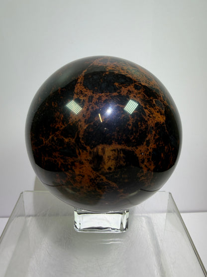 Mahogany Obsidian Sphere. 90mm. XL High Quality Crystal. Rare And Stunning Display Sphere