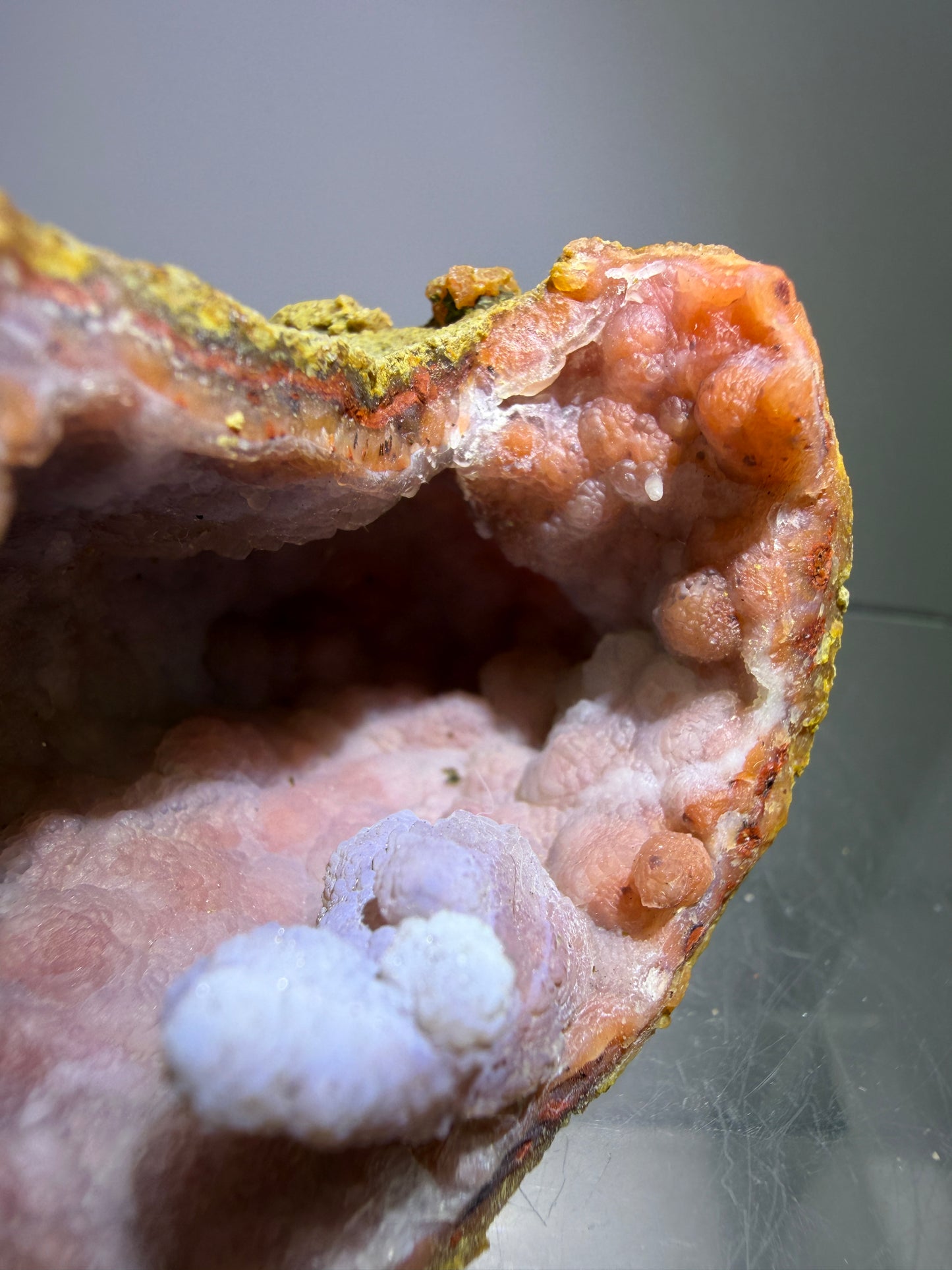 Pink Chalcedony Geode. High Quality Sugar Druzy Specimen From Morocco. Stunning Display Crystal
