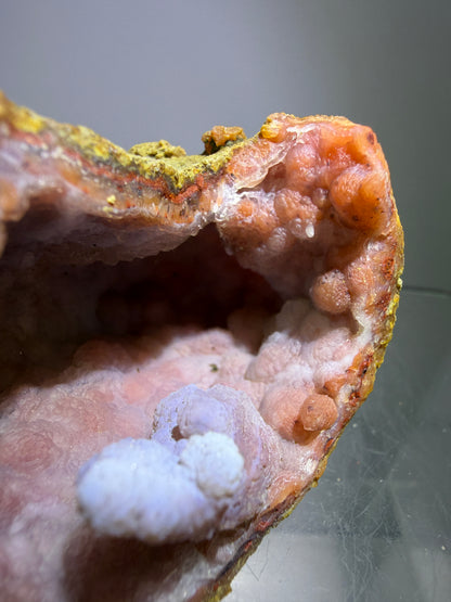 Pink Chalcedony Geode. High Quality Sugar Druzy Specimen From Morocco. Stunning Display Crystal