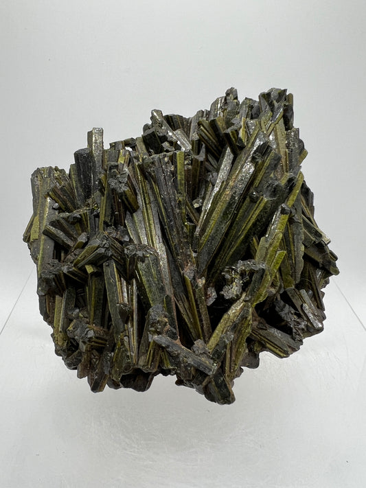 Green Tourmaline Cluster. Gorgeous Rare Tourmaline Specimen. Amazing Mineral Display Crystal.