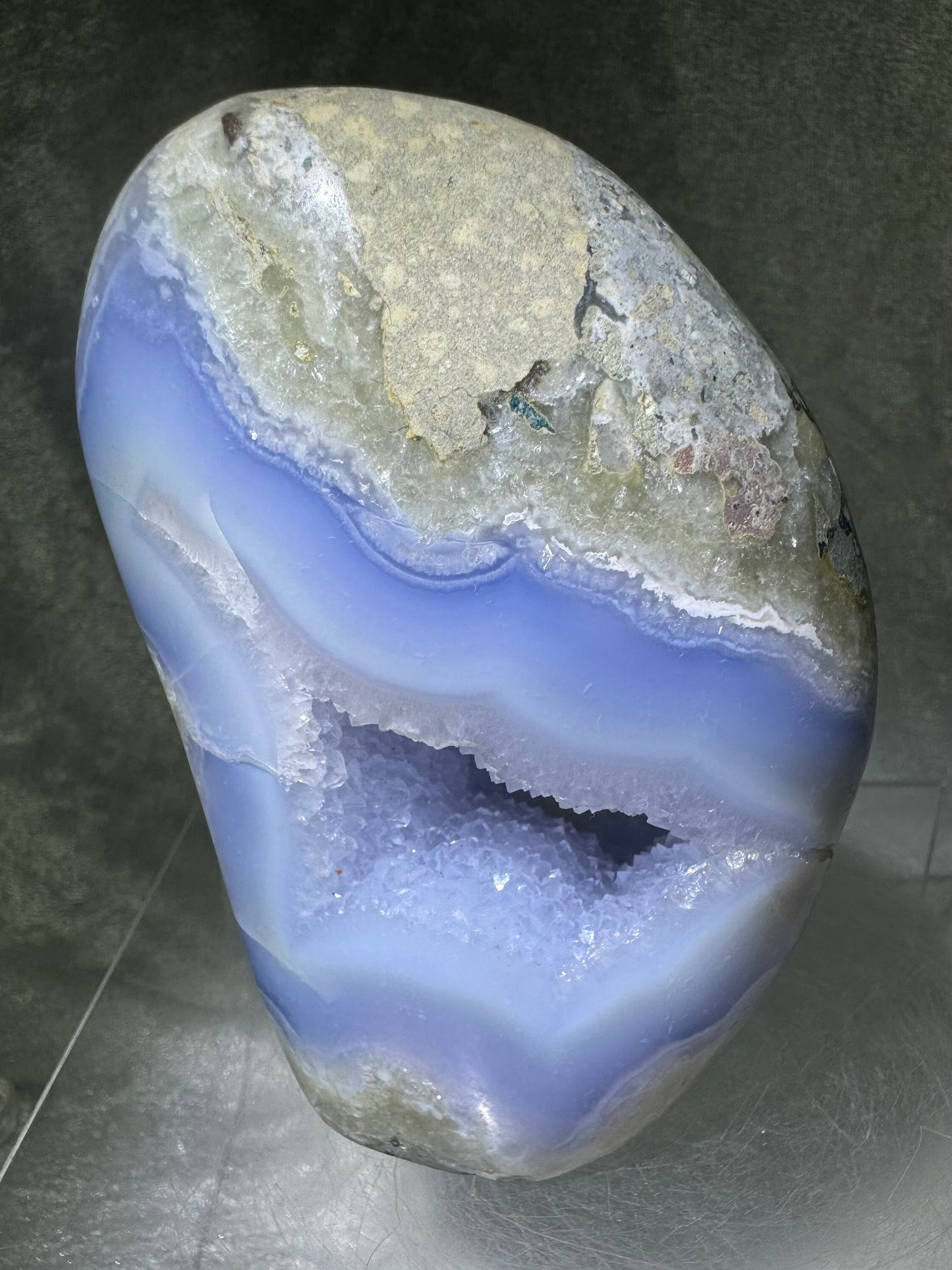 Blue Lace Agate Freeform. Gorgeous Sugar Druzy Polished Freeform From Malawi. Rare Mineral Specimen.