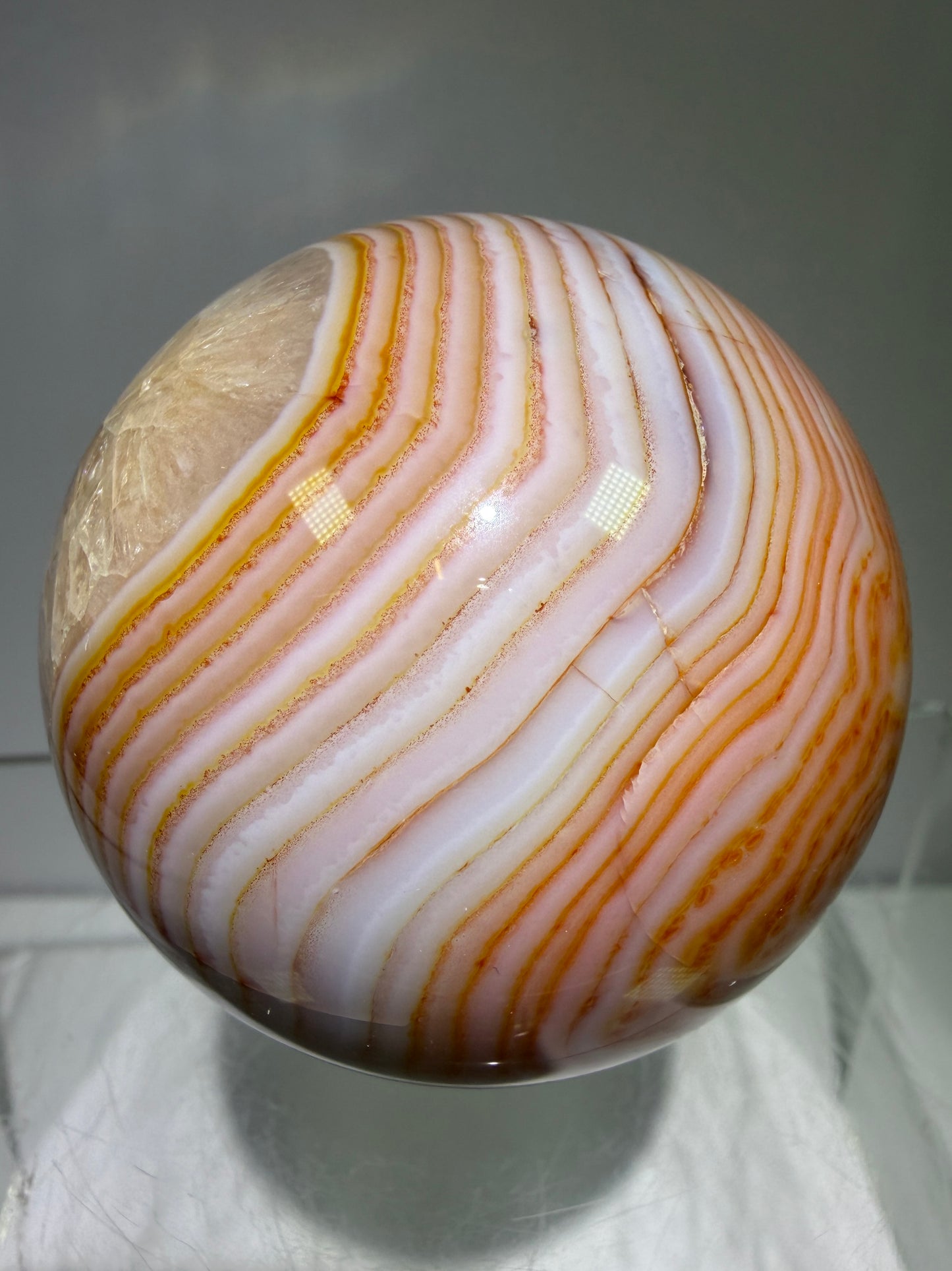 Carnelian Agate Sphere. 53mm. Amazing Patterns And Banding
