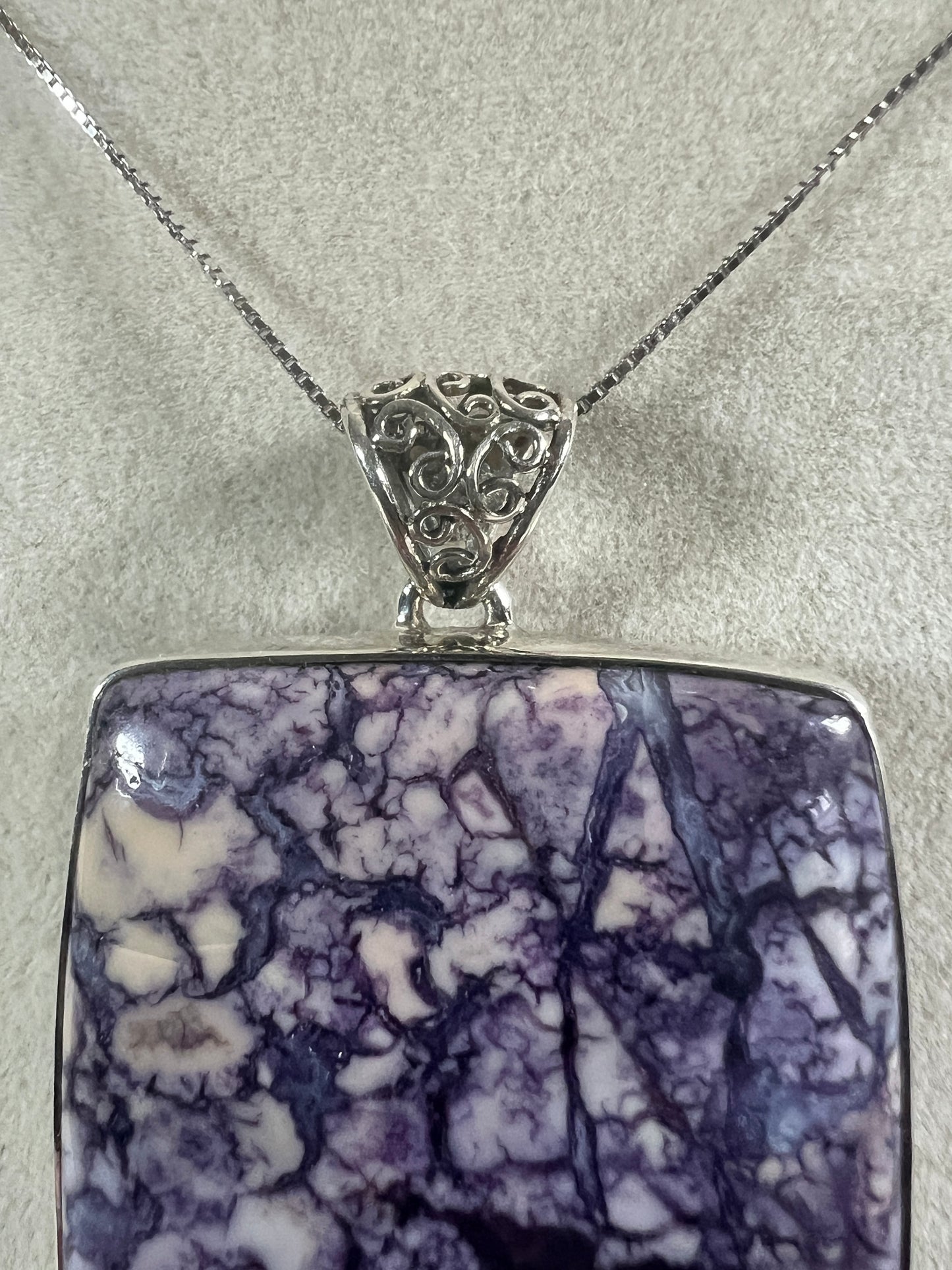 Tiffany Stone Pendant. Gorgeous Opalized Fluorite From Utah. Rare High Quality Necklace. S925 Silver Setting And Necklace