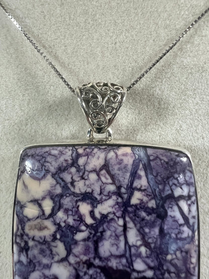 Tiffany Stone Pendant. Gorgeous Opalized Fluorite From Utah. Rare High Quality Necklace. S925 Silver Setting And Necklace