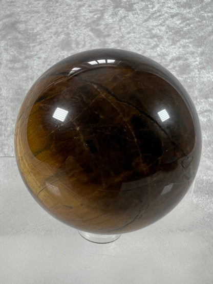 Blue Tigers Eye Sphere. Rare Blue And Gold Hawks Eye Crystal. Beautiful Colors And Flash