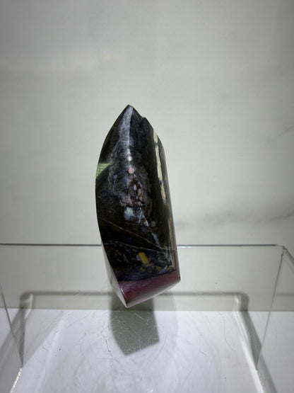 Strawberry Pink Opal Flame From Peru. Gorgeous Bright Colors And Patterns. Rare Display Crystal.