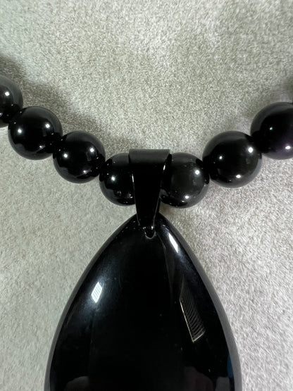 Rainbow Obsidian Pendant. Gorgeous Teardrop Cabochon. Custom Made Beaded Necklace. High Quality Jewelry