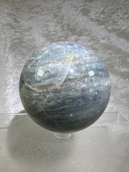 Calcite Blue Cloud Crystal Sphere. 72mm. Gorgeous Colors With Amazing Patterns.