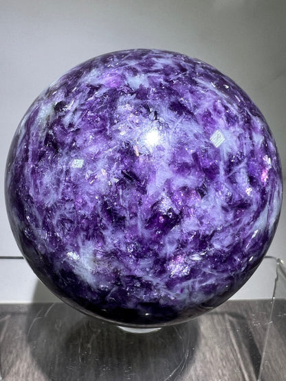 Lepidolite Purple Mica Sphere. 61mm. Gorgeous Flashy Mica Display Crystal.