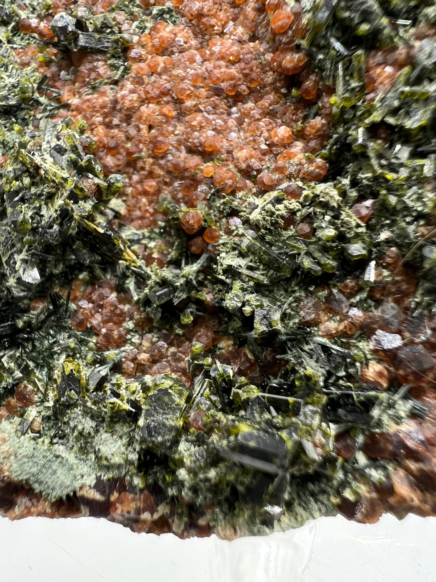 Epidote And Spessartite Garnet Specimen. Gorgeous Colors With Amazing Crystals.