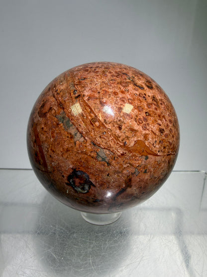 Fire Calcite Crystal Sphere. 53mm. Amazing New Material. Beautiful Display Sphere With A Nice UV Reaction.