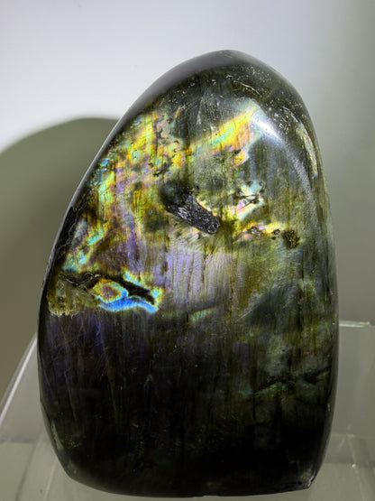 Labradorite Polished Freeform. Gorgeous Purple Rainbow Flash Spectrolite From Madagascar. High Quality Display Crystal.