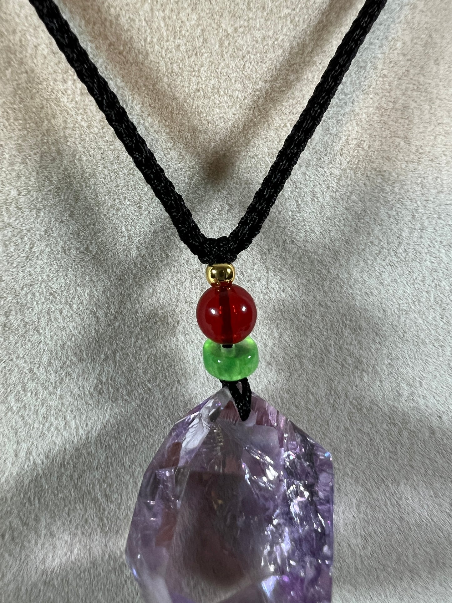 Amethyst Pendant With Stunning Rainbows. Incredible One Of A Kind Necklace. High Quality Polished Amethyst Jewelry