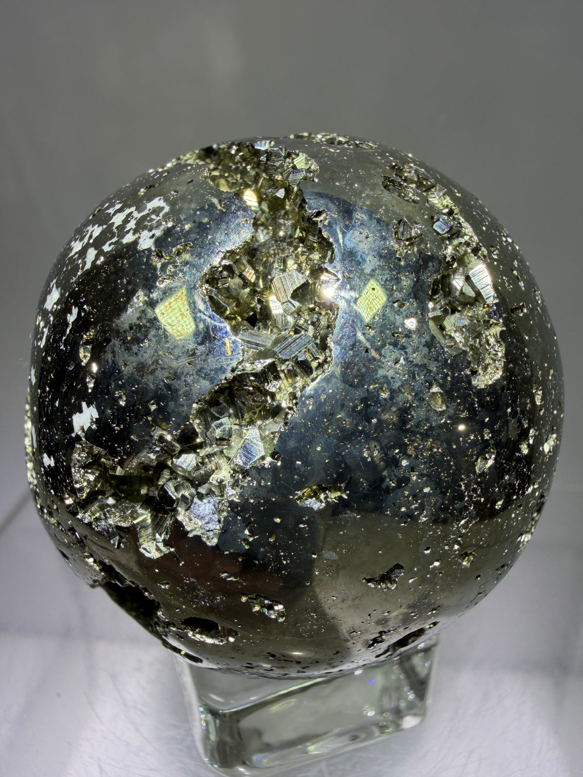 Pyrite Crystal Sphere. 52mm World Class Display Sphere From Peru. Gorgeous Top Quality Cubic Druzy
