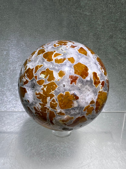 Indonesian East Java Plume Agate Sphere. 65mm. Amazing Druzy, Colors, And Patterns. Gorgeous Rare Crystal.