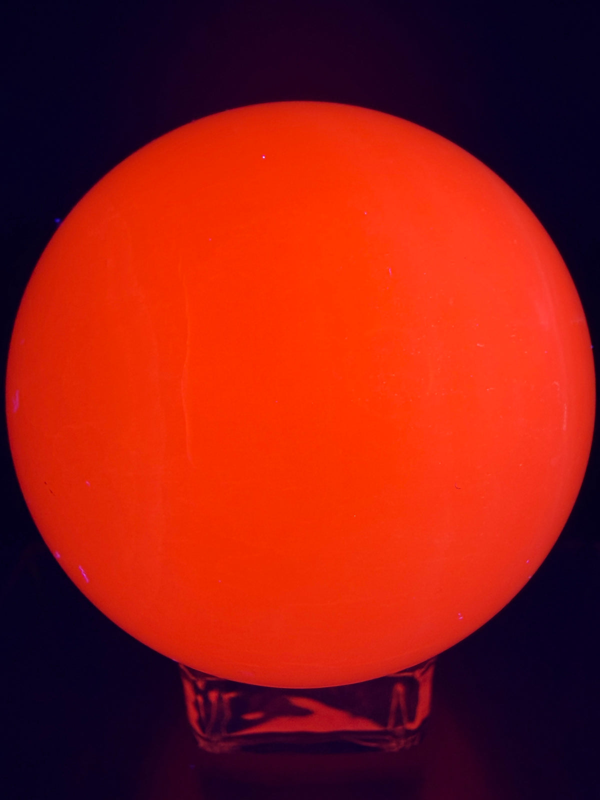 Mangano Calcite Sphere. 70mm. Very Intense Orange UV Reaction. Large High Quality Display Crystal.