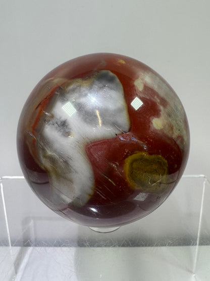 Petrified Wood Sphere. 62mm. Rare Display Sphere From Madagascar. Amazing Colors And Patterns.