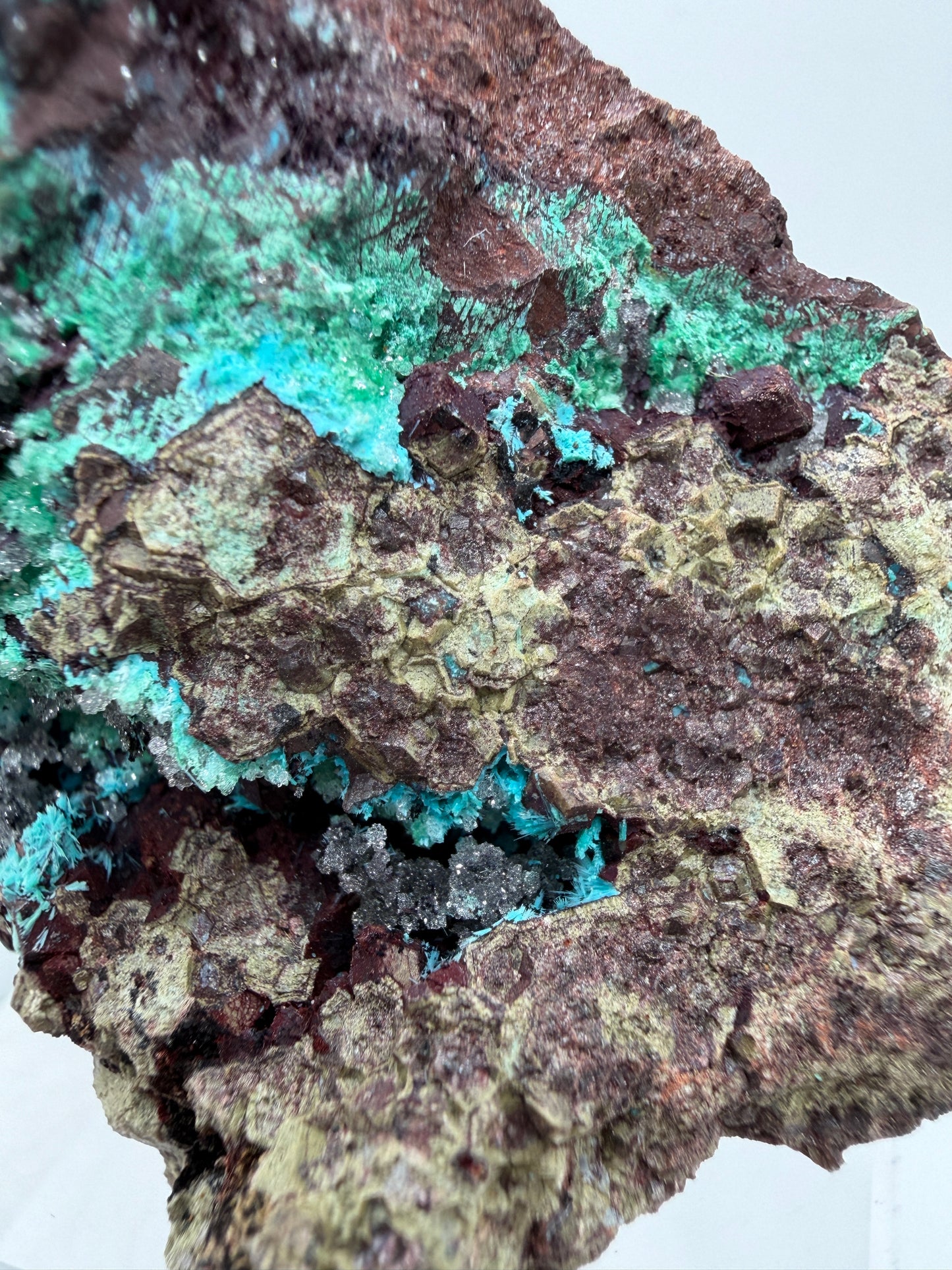 Rosasite And Malachite Specimen. Colorful High Quality Specimen From Mexico. Rare Mineral For Collections
