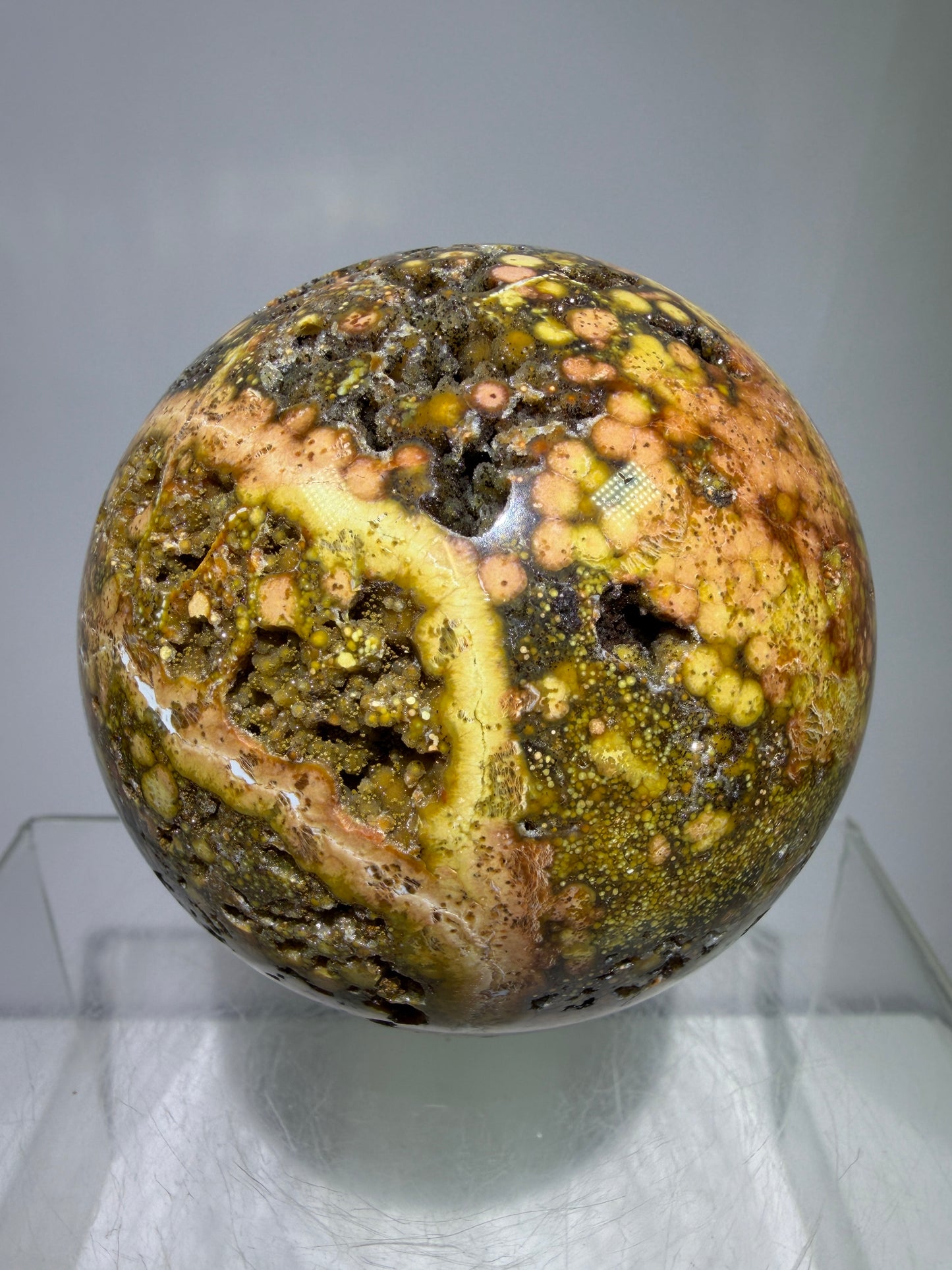 Ocean Jasper Sphere. 72mm. Very Flashy Druzy Sphere. High Quality Stunning Display Crystal