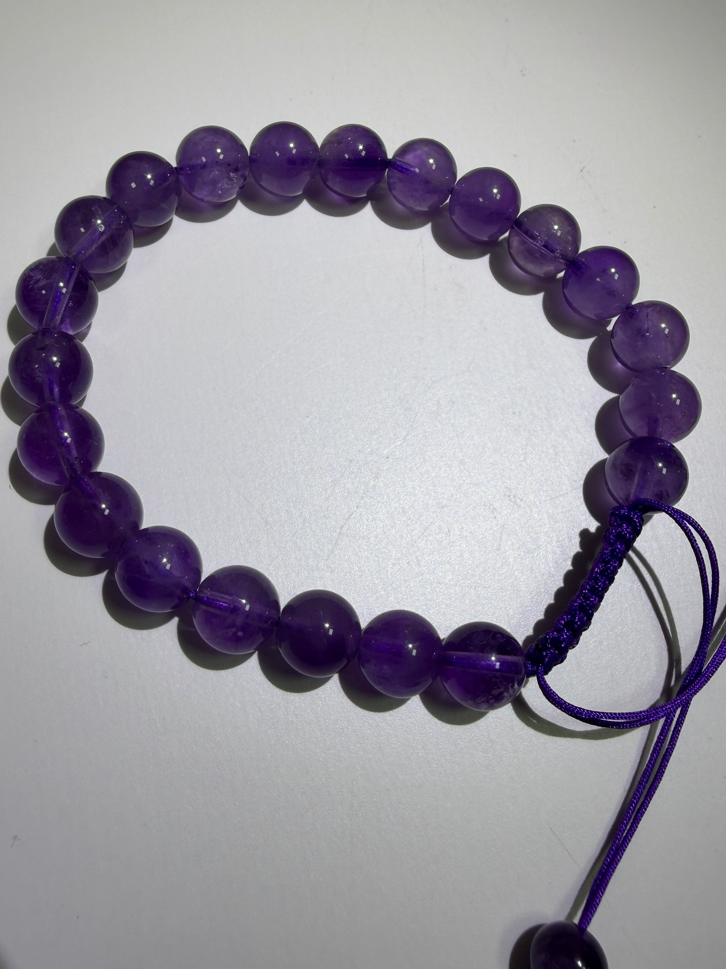 Amethyst Bead Bracelet. 8mm. Gorgeous Crystal Bracelet With Adjustable Band