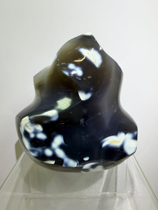 Orca Agate Freeform Flame. Very Rare And Stunning Blue Agate From Madagascar. Amazing Colors And Patterns.