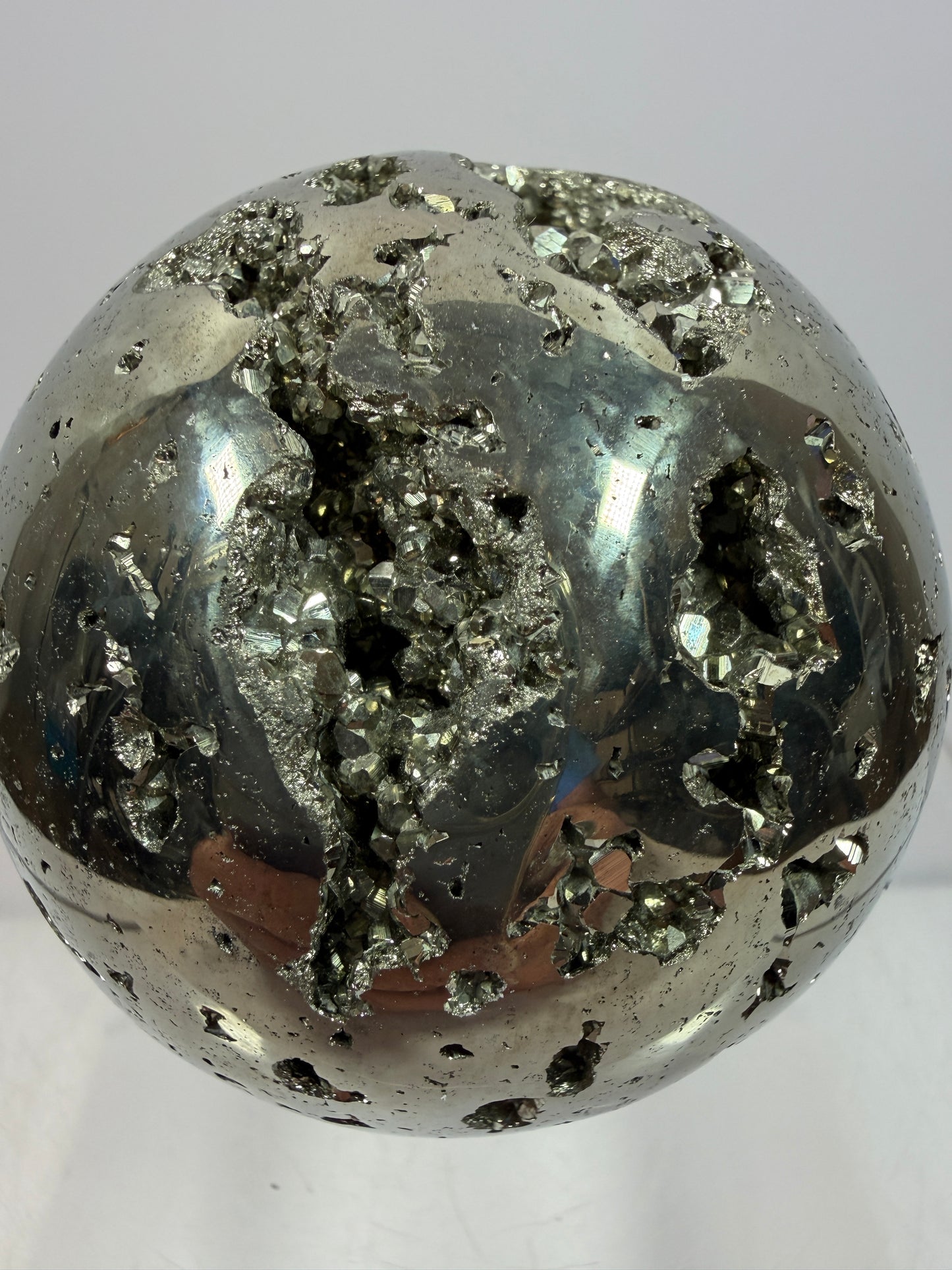 Pyrite Crystal Sphere. 60mm. Druzy World Class Display Sphere From Peru. Gorgeous Top Quality Cubic Druzy