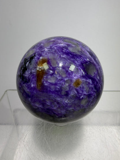 Charoite Crystal Sphere. 50mm. High Quality Beautiful Crystal. Amazing Patterns And Flash. Stunning Rare Crystal