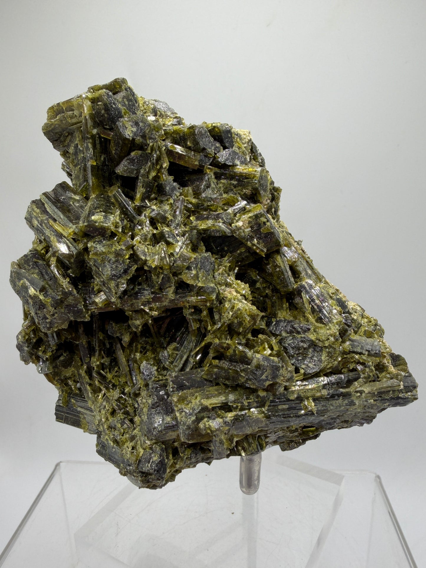 Green Tourmaline Cluster. Gorgeous Rare Tourmaline Specimen From Madagascar. Amazing Mineral Display Crystal.