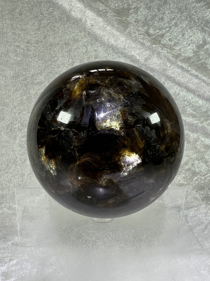 Golden Mica Sphere. Gorgeous Large Mica Display Sphere. 93mm, 2.7 lbs. High Quality With Lots Of Flash