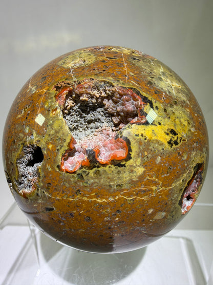 Red Fox Agate Sphere. 74mm. Amazing Druzy Crater Agate From Argentina. Rare Botryoidal Nodules
