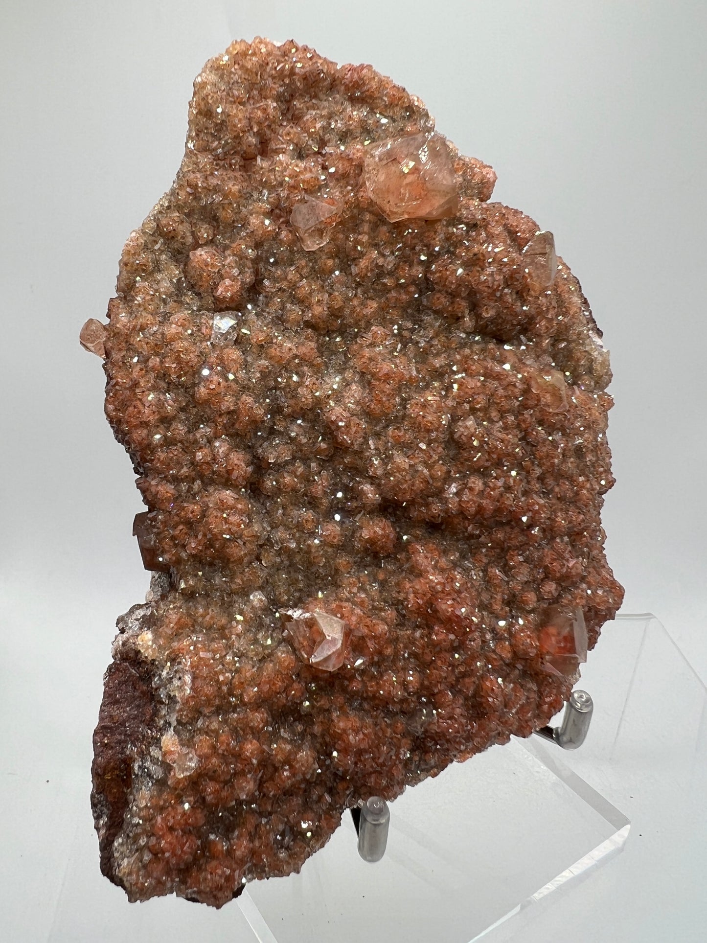 Red Diamond Calcite Specimen. Incredible Flash! Beautiful Calcite Cluster On Matrix. Very Cool Crystal Display Piece.
