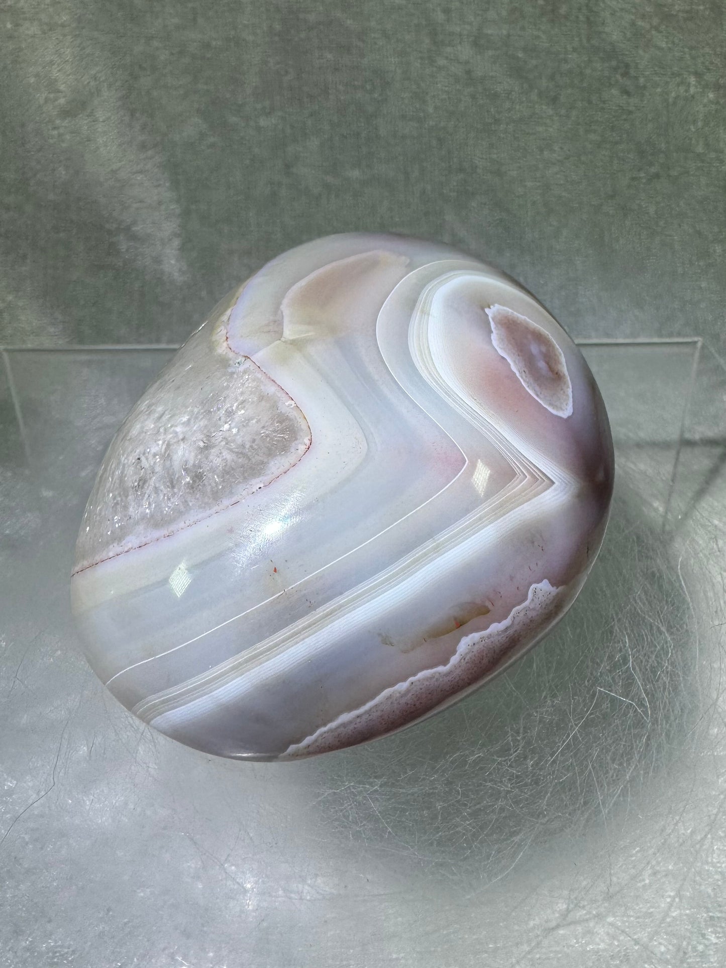 Red Sashe River Agate Freeform. Stunning Polished Druzy Freeform From Zimbabwe. Gorgeous Rare Display Crystal