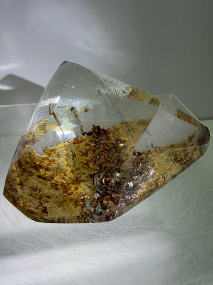 Garden Quartz Polished Freeform. Gorgeous Red And Yellow Landscape Quartz From Brazil. Very High Quality Lodolite Freeform.
