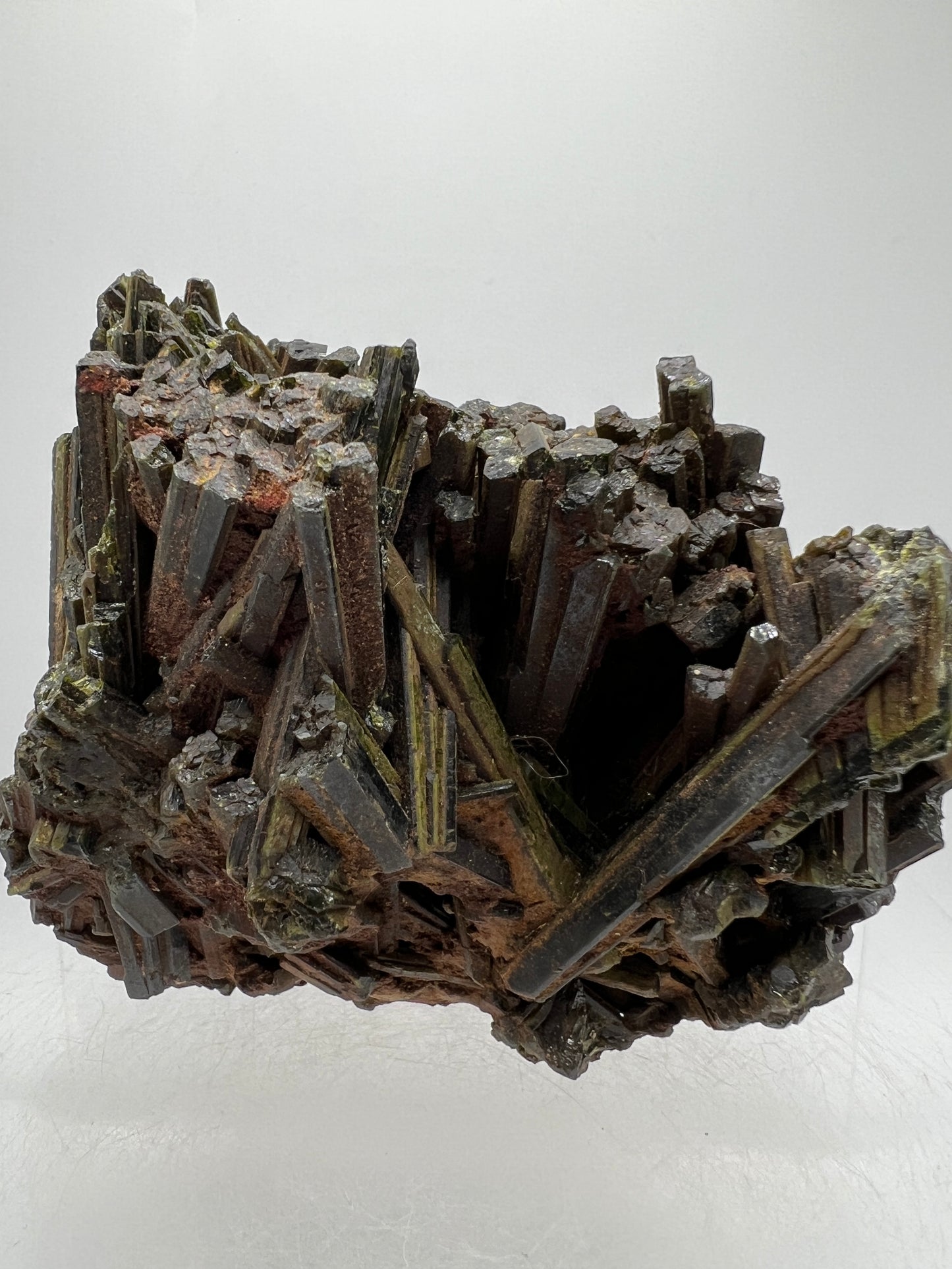 Green Tourmaline Cluster. Gorgeous Rare Tourmaline Specimen. Amazing Mineral Display Crystal.