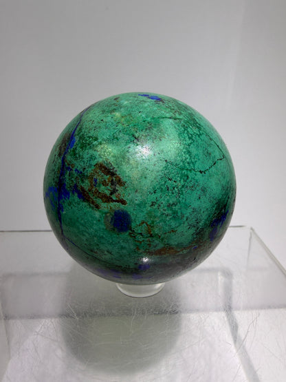Azurite and Malachite Crystal Sphere. 56mm. Beautiful Deep Colors And Patterns. Stunning Rare Display Piece!