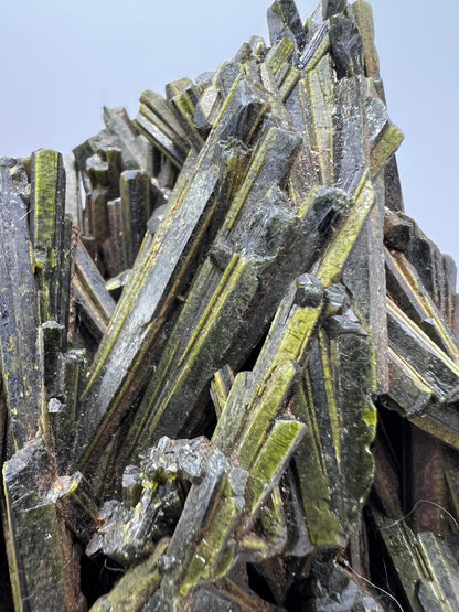 Green Tourmaline Cluster. Gorgeous Rare Tourmaline Specimen. Amazing Mineral Display Crystal.
