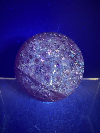Fire Calcite Crystal Sphere. 53mm. Amazing New Material. Beautiful Display Sphere With A Nice UV Reaction.