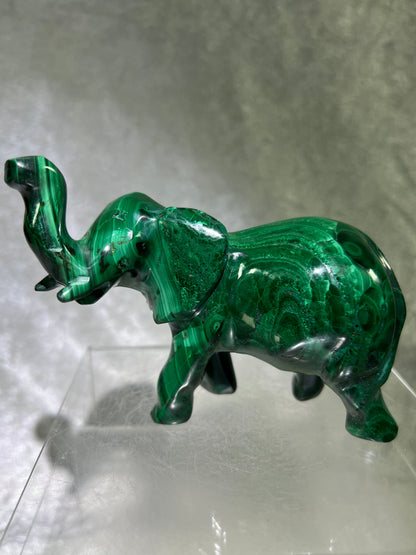 Malachite Elephant Carving From Africa. Amazing Piece Of Art For Your Collection
