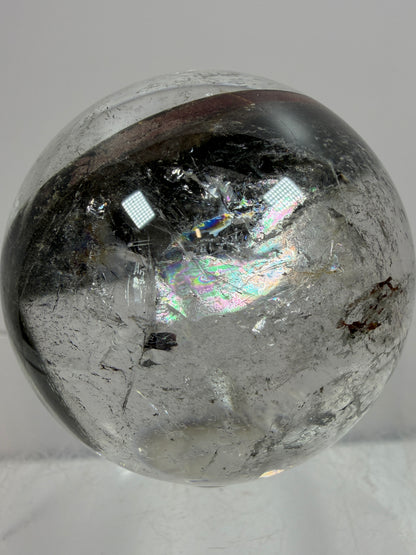 Garden Quartz Lodolite Sphere. 48mm. High Quality Landscape Quartz With Rainbows. Scenic Quartz With Excellent Clarity
