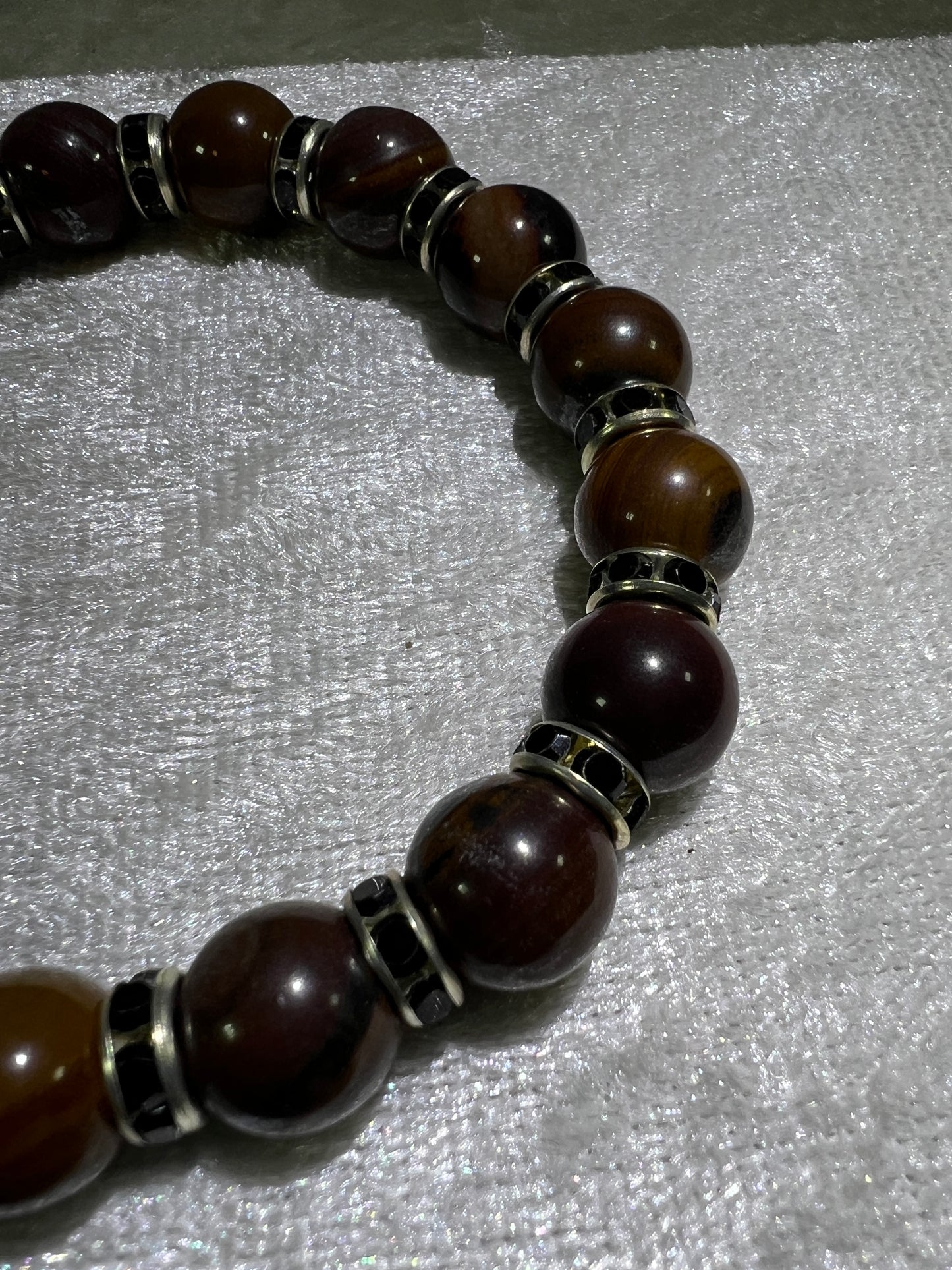 Tiger Iron Crystal Bead Bracelet. 10mm. Gorgeous Rare Crystal Bracelet With Amazing Spacers.