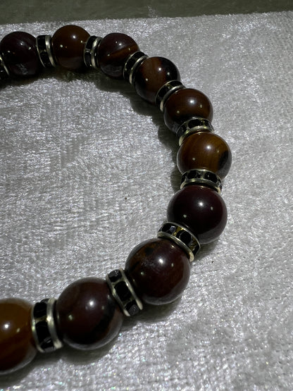 Tiger Iron Crystal Bead Bracelet. 10mm. Gorgeous Rare Crystal Bracelet With Amazing Spacers.